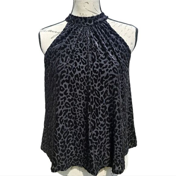 Altar'd State -1610 Mock Neck‎ Velvet Animal Print  Sleeveless Top Small - Picture 1 of 8